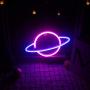 Wanxing Planet Neon Signs LED Neon Wall Sign Pink Blue Neon Lights for Bedroom Kids Room Hotel Shop Restaurant Game Office Wall Art Decoration Sign Party Supply Gift (Pink Blue)