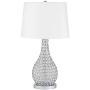 Kasey Modern Table Lamp Acrylic Beaded Silver Gourd White Drum Shade for Living Family Room Bedroom Bedside - Possini Euro Design