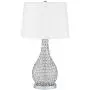 Kasey Modern Table Lamp Acrylic Beaded Silver Gourd White Drum Shade for Living Family Room Bedroom Bedside - Possini Euro Design