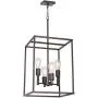 4 Light VINLUZ Oil-Rubbed Bronze Foyer Pendant Light Industrial Vintage Square Wide Cage Farmhouse Chandelier for Dining Room Foyer Entryway Kitchen