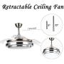 36'' Retractable Ceiling Fan with Lights and Remote Control Modern Dimmable LED Ceiling Fan with Retractable Blades, Silent Motor, 3 Color Change, 4 Timing Options, Brushed Nickel