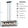 Tangkula 5-light Pendant Island Ceiling Light Fixture, Rectangle Metal Vintage Hanging Chandelier with Wood Grain Finish, Farmhouse Retro Island Lighting for Dining Room, Pool Table, Cafe, Bar (Black)
