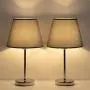HAITRAL Modern Table Lamps - Grey Small Nightstand Lamps Set of 2, Bedside Desk Lamps for Bedroom, Office, College Dorm, Kids Room with Mini Metal Basic and Fabric Lamp Shade - Silver (HT-ATH05-15X2) HAITRAL Modern Table Lamps - Grey Small Nightstand Lamps Set of 2, Bedside Desk Lamps for Bedroom, Office, College Dorm, Kids Room with Mini Metal Basic and Fabric Lamp Shade - Silver (HT-ATH05-15X2)