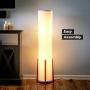 Brightech Parker - Decorative Tower Shade Floor Lamp for Living Rooms - Contemporary Column Lamp - Soft Light for Bedroom Standing 48 Inches (4) Tall - Asian Design w/Wood Frame - Incl. 2 LED Bulbs