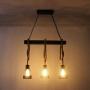 Unitary Brand Rustic Black Metal and Wood Body Cage Shades Dining Room Multi Pendant Lighting with 3 E26 Bulb Sockets 120W Painted Finish