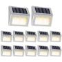 Otdair Solar Deck Lights, 3 LED Warm Light Solar Step Lights Outdoor Auto On/Off Stainless Steel Stair Lights Waterproof Wireless Solar Powered Lights for Fence Patio Garden Pathway - Warm 12 Pack