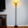 Brightech Evelyn LED Floor Lamp- Free Standing Tall Pole Torchiere Light – Dimmable Lamp for Living Room, Office Or Bedrooms- Modern Upright Design with Glass Shade - with Three Way LED Bulb - Black Brightech Evelyn LED Floor Lamp- Free Standing Tall Pole Torchiere Light – Dimmable Lamp for Living Room, Office Or Bedrooms- Modern Upright Design with Glass Shade - with Three Way LED Bulb - Black