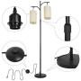 2-Light Modern Farmhouse Floor Lamp Rustic Arc Standing Lamp for Mid Century Living Room Bedroom Office Study