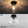 LANROS Industrial Semi-Flush Ceiling Light Fixture with Clear Glass Shade for Dining Room, Bedroom, Cafe, Bar, Corridor, Hallway, Entryway, Passway