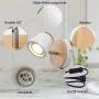 TeHenoo Modern Industrial Plug in Wall Lamp, Mini Bamboo Base Contemporary Rustic Style White Shade Wooden Wall Mounted Sconce Light for Bedroom, Living Room, Cafe