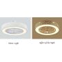 KWOKING Lighting Modern Circular Ceiling Fans with Lights 21.5'' Wide LED Flush Mount Ceiling Light with Remote Control 3 Blades Dimmable Hanging Lamp for Living Room Dining Room Style A