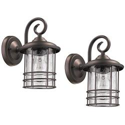 MICSIU Outdoor Wall Lantern 1-Light 2 Pack Exterior Wall Sconce Lamp Porch Light Fixture Waterproof with Clear Seedy Glass,Oil Rubbed Bronze for Entryway, House, Patio,Garage,Doorway