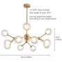 Dellemade XD00940 Sputnik Chandelier for Bedroom, Globe Ceiling Light for Living Room, 12 Lights,G9 LED Bulbs Included, Golden
