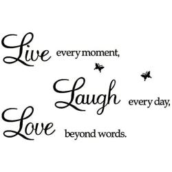 Rertcioph Live Every Moment,Laugh Every Day,Love Beyond Words,Wall Sticker Motivational Wall Decals,Family Inspirational Wall Stickers Quotes