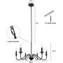 6-Light Black Farmhouse Chandelier Industrial Rustic Ceiling Hanging Light Fixture for Kitchen Island, Dining Room, Living Room, Bedroom, Foyer