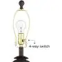 Horace Rustic Farmhouse Table Lamps Set of 2 with Nightlight Miner Lantern Brown Oatmeal Tapered Drum Shade for Living Room Bedroom Bedside Nightstand Office Family - Franklin Iron Works
