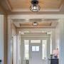YLONG-ZS Semi Flush Mount Clear Pannel Chandelier Lighting Black Matel Finishing and Chandeliers Ceiling Light Fixture E26 Bulbs Pendant Light in Bedroom, Hall or Dining Room