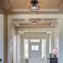 YLONG-ZS Semi Flush Mount Clear Pannel Chandelier Lighting Black Matel Finishing and Chandeliers Ceiling Light Fixture E26 Bulbs Pendant Light in Bedroom, Hall or Dining Room