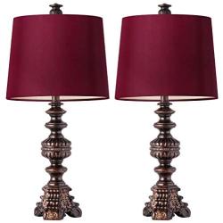 Oneach Melinda Traditional Table Lamps Set of 2 Vintage Desk Lamp for Living Room Bedroom Study 24.5'' Oil Rubbed Bronze