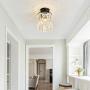 Semi Flush Mount Crystal Chandelier，Modern Black Ceiling Light Fixture，Ceiling Lamp for Farmhouse Hallway Entryway Kitchen Dining Room Closet