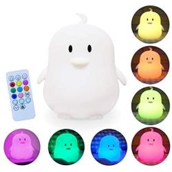 Silicone LED Night Lights for Bedrooms Cute Animal Night Light for kids with Remote and Touch Sensor Portable Warm White Light & Color Changing RGB Lamps for Baby Girl Baby boy Gifts (Naughty Penguin)