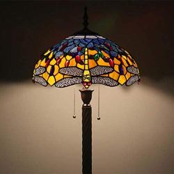 Tiffany Style Dragonfly Floor Lamps，16 Inch Stained Glass Shade Floor Lights Zipper Switch Decoration Reading Lamps for Living Room/Bedroom/Office, E27 110v, 240v (Design : 5)