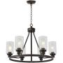 MELUCEE 6-Light Glass Chandelier Farmhouse Lighting, Kitchen Island Lighting Dining Room Light Fixtures Hanging Glass Pendant Light Oil Rubbed Bronze Finished UL Listed
