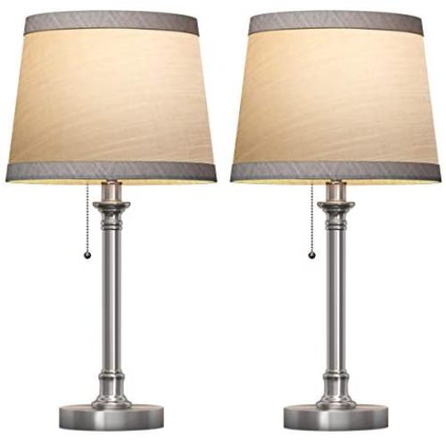 Oneach Modern Table Lamp Set of 2 for Bedroom Living Room Bedside Night Stand Lamp Small Desk Lamps with Pull Chain Silver Oneach Modern Table Lamp Set of 2 for Bedroom Living Room Bedside Night Stand Lamp Small Desk Lamps with Pull Chain Silver