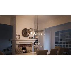 Luxury Modern Farmhouse Chandelier, Large Size: 15.75''H x 36.75''W, with Industrial Chic Style Elements, Brushed Nickel Finish and Clear Shade, UHP2441 from The Bristol Collection by Urban Ambiance