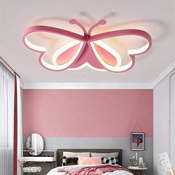 LAKIQ Lovely Butterfly Dimmable LED Flush Mount Ceiling Light for Kids Room Modern Remote Control LED Ceiling Lamp Close to Ceiling Light Fixture for Bedroom Living Room(Pink,Stepless Dimming)