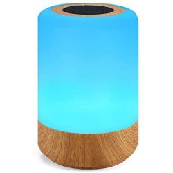 Night Light, Bedside Bedroom Lamp, Small Led Table Lamps, Smart Touch Control Lights, Battery Powered, Wireless Rechargeable lamp (Dimmable 3 Level Warm White Light, Six Colour Changing RGB)