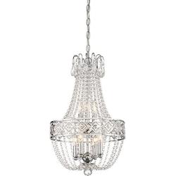 Minka Lavery Crystal Chandelier Foyer Mini Pendant Lighting 3159-77 Dining Room Fixture, 7-Light 420 Watts, Chrome