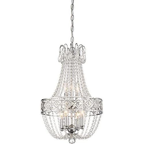 Minka Lavery Crystal Chandelier Foyer Mini Pendant Lighting 3159-77 Dining Room Fixture, 7-Light 420 Watts, Chrome