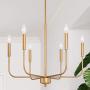 LOG BARN Gold Chandelier, Brass Chandelier, Modern Dining Room Lighting Fixtures for Sitting Room, Bedroom, 6-Light, 22.5” Dia