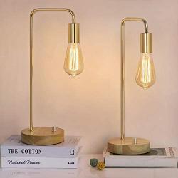 HAITRAL Industrial Table Lamps - Edison Bedside Lamps Set of 2 for Bedroom, Living Room, Office Gold (Without Blub
