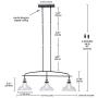 Modern 3-Light Pendant Lighting ,Adjustable Kitchen Island Lights Hanging Height Lamps with Glass Shade Linear Chandelier Ceiling Light for Dining Living Open Kitchen Room
