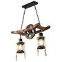 2-Lights Pendant Lights Retro Rustic Chandelier Industrial Wooden Cylindrical Shade Pendant Lighting Indoor Ceiling Hanging Light for Dining Living Room Kitchen Hallway Bar