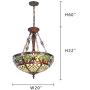 Maxxmore Tiffany Hanging Lamp 3-Light Large Dining Room Chandelier Tiffany Pendant Lights 20 inch Wide Hanging Tiffany Lamp Dining Room Light Stained Glass Lamps Tiffany Lamp