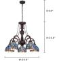 Capulina Chandelier, 5 Lights Tiffany Ceiling Light Fixture, Stained Glass Lampshade Dinning Room Lighting Fixtures Hanging, Antique Kitchen Lights CL074376-5CH