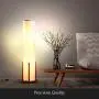 Brightech Parker - Decorative Tower Shade Floor Lamp for Living Rooms - Contemporary Column Lamp - Soft Light for Bedroom Standing 48 Inches (4) Tall - Asian Design w/Wood Frame - Incl. 2 LED Bulbs