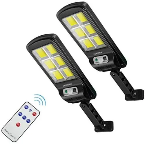 JAMIEWIN 120 led Solar Street Lights Outdoor Wireless Solar Flood Light Motion Sensor Security Light with 3 Lighting Modes for Garden, Street, Deck, Fence, Patio, Path - 2 Pack JAMIEWIN 120 led Solar Street Lights Outdoor Wireless Solar Flood Light Motion Sensor Security Light with 3 Lighting Modes for Garden, Street, Deck, Fence, Patio, Path - 2 Pack