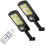 JAMIEWIN 120 led Solar Street Lights Outdoor Wireless Solar Flood Light Motion Sensor Security Light with 3 Lighting Modes for Garden, Street, Deck, Fence, Patio, Path - 2 Pack