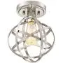 Industrial Atom Ceiling Light Semi Flush Mount Fixture LED Antique Edison Bulb Brushed Nickel 8'' Wide Open Cage for Bedroom Kitchen Living Room Hallway Bathroom - Franklin Iron Works