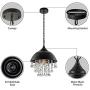 LITFAD Industrial Pendant Lamp Wrought Iron Vintage Retro Crystal Pendant Light - Adjustable 13'' Edison Metal Hanging Ceiling Light Chandelier with Hanging Crystal for Restaurant Living Room Cafe