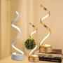 Spiral Design LED Table Lamp Warm White 3000k Minimalist Desk Lamp Aluminum Alloy Acrylic Bedside Nightstand Lamps for Bedroom Office Living Room (White, White Light)