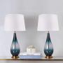 Modern Glass 28 inch Table Lamps for Living Room Set of 2 Bedside Lamps for Bedroom Table Lamp Nightstand Desk Lamps