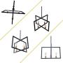 OYIPRO Modern Dining Room Pendant Light, 4 Lights Industrial Kitchen Island Lighting Fixtures Hanging Ceiling Frame Brass Chandelier Farmhouse Black