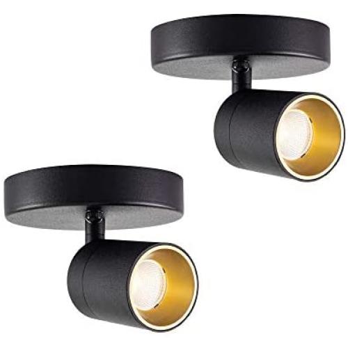 Vidalite LED Monopoint Sconce Adjustable Flush Mount Spot Light with Rotating Head for Living Room Dining and Office, 2-Pack, Black, 2