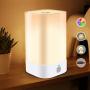 Zosam LED Bedroom Lamp,4 Light Modes,3 White Light & Mood Light Mode,with Memory of Brightness,Fast Charging USB Dimmable Warm White Light 7 Colors Table Lamp Portable,for Bedroom,Living Room & Desk