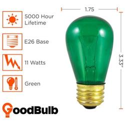 Mardi Gras Light Bulbs - 11 Watt Purple, Green, and Yellow Light Bulbs - Dimmable - E26 Base - by GoodBulb (11 Watt S14, 3 Pack)